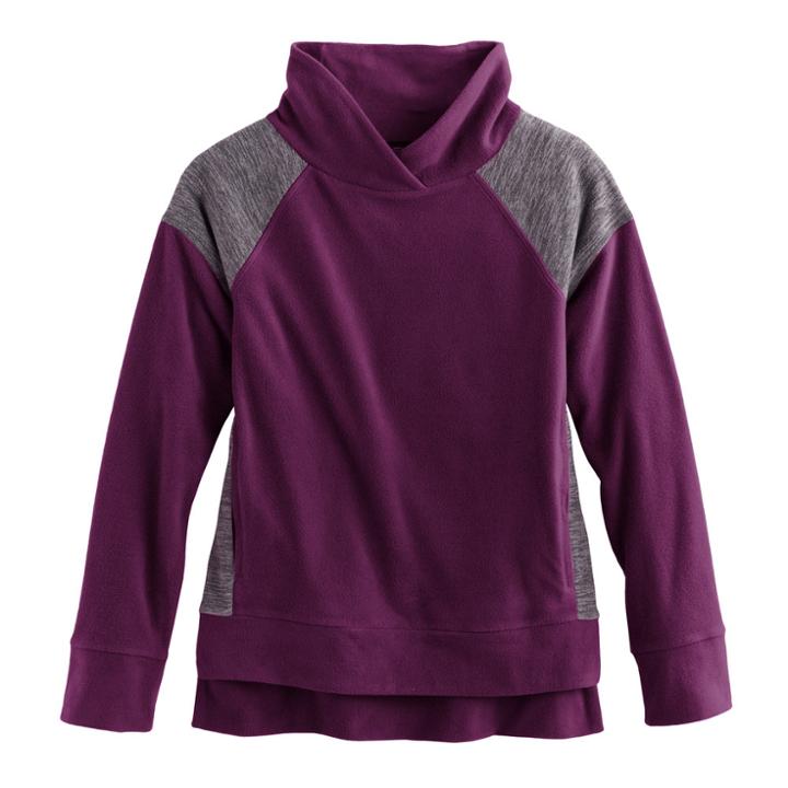 Girls 7-16 & Plus Size So&reg; Microfleece Cowlneck Pullover, Size: 20 1/2, Drk Purple