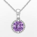 Stella Grace 10k White Gold Amethyst And Diamond Accent Frame Pendant, Women's, Size: 17, Purple