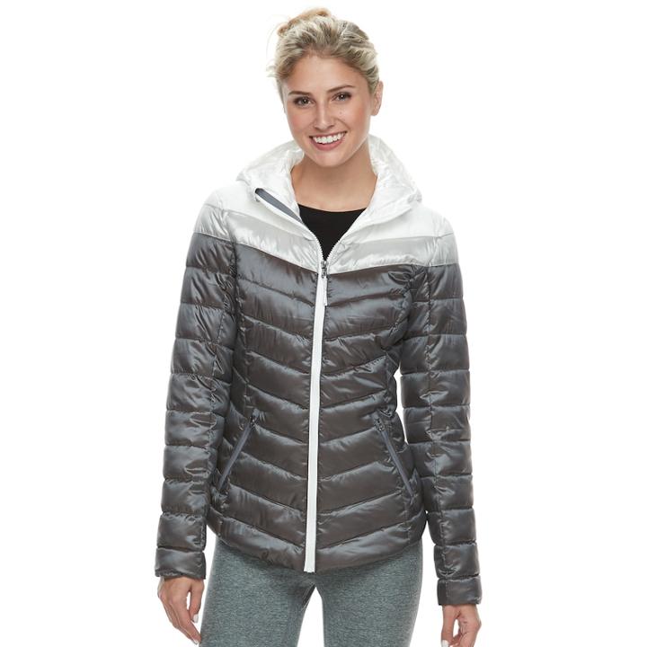 Women's Tek Gear&reg; Colorblock Puffer Jacket, Size: Small, Turquoise/blue (turq/aqua)