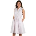 Women's Larry Levine Fit & Flare Seersucker Dress, Size: Medium, Pink Other