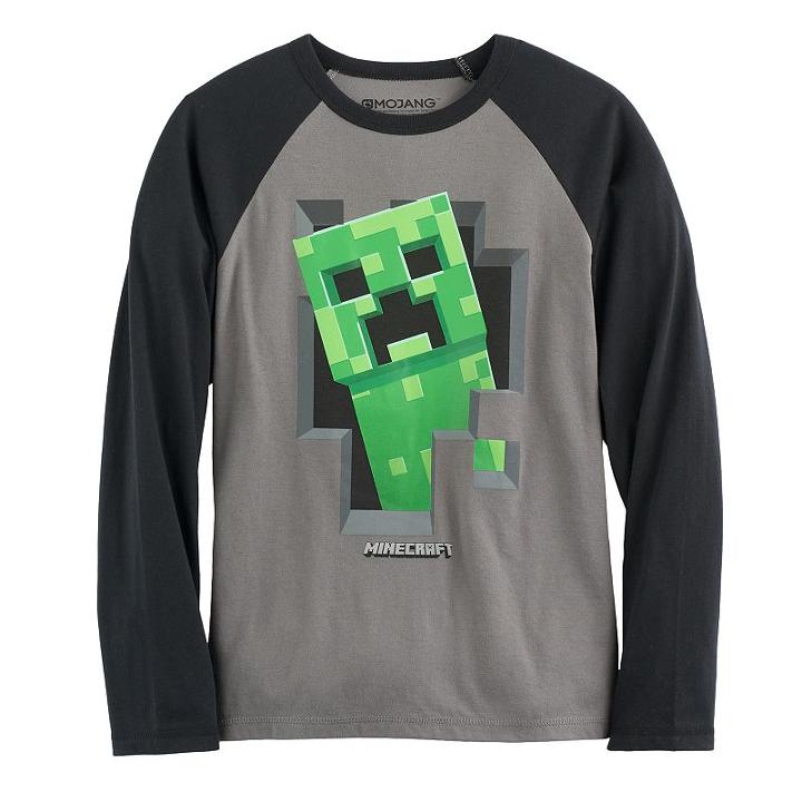 Boys 8-20 Minecraft Creeper Tee, Size: Xl, Grey (charcoal)