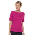 Women's Croft & Barrow&reg; Squareneck Tie-shoulder Top, Size: Xl, Med Pink