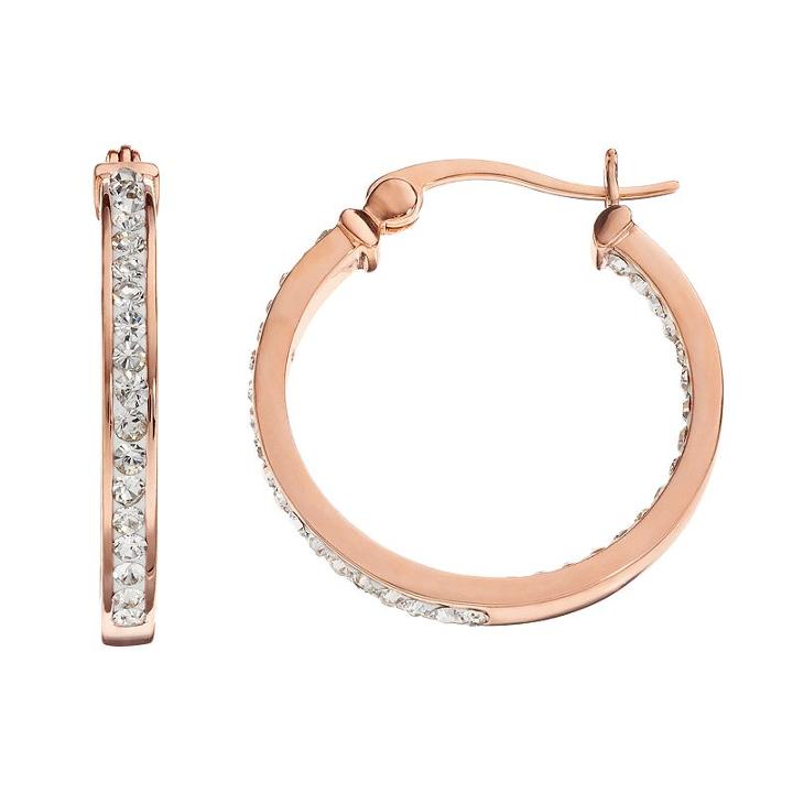 Chrystina Crystal Inside Out Hoop Earrings, Women's, White