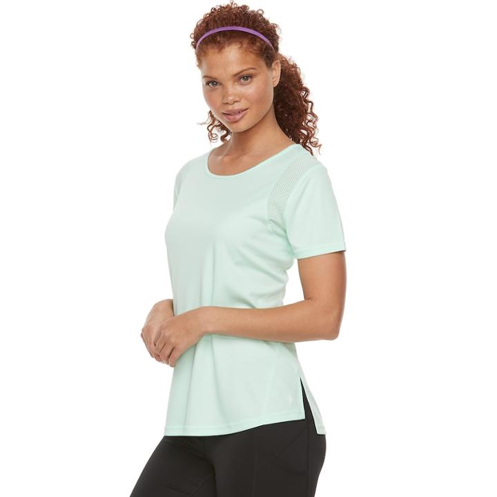 Women's Tek Gear&reg; Performance Base Layer Mesh Panel Tee, Size: Xl, Lt Green