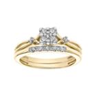 Cherish Always 10k Gold 1/4 Carat T.w. Diamond Square Engagement Ring Set, Women's, Size: 7, White