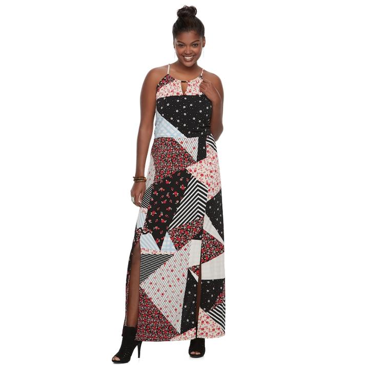 Plus Size Juniors' Candie's&reg; Print Halter Maxi Dress, Teens, Size: 2xl, White