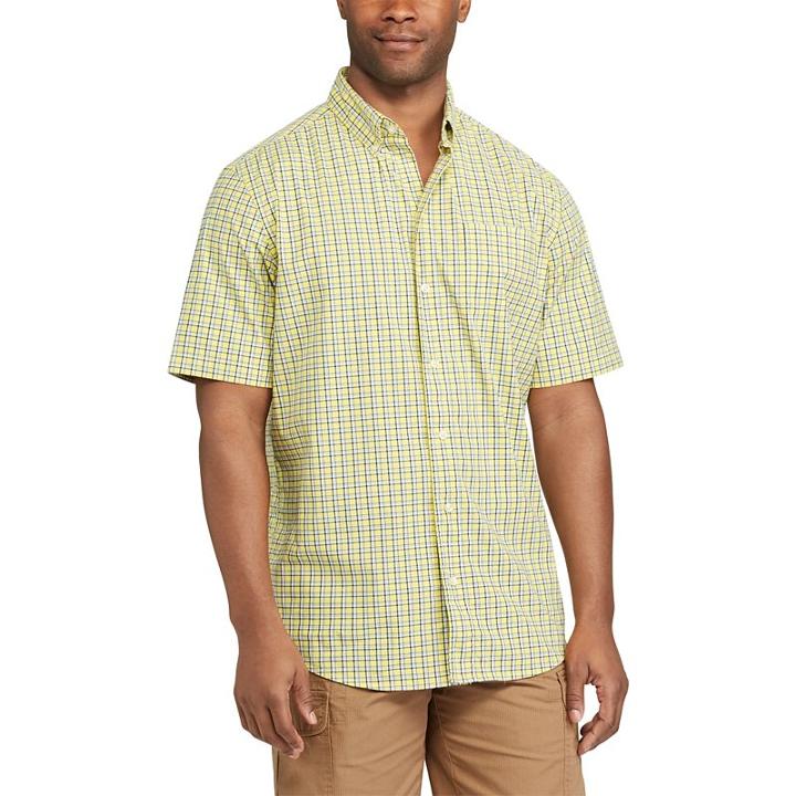 Men's Chaps Classic-fit Checked Stretch Poplin Button-down Shirt, Size: Xl, Yellow