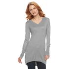 Women's Apt. 9&reg; V-neck Tunic Sweater, Size: Xs, Med Grey