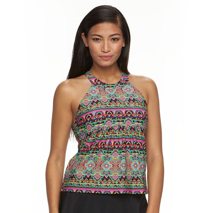 Women's A Shore Fit Hip Minimizer High-neck Tankini Top, Size: 10, Ovrfl Oth