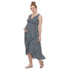 Maternity A:glow Floral Faux-wrap Dress, Women's, Size: Xxl-mat, Blue (navy)