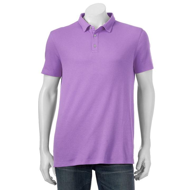 Big & Tall Apt. 9&reg; Solid Modern-fit Polo, Men's, Size: Xl Tall, Med Purple