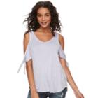 Juniors' Cloud Chaser Knotted Cold-shoulder Top, Teens, Size: Medium, Med Purple