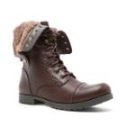 Qupid Wyatte Women's Fold-down Combat Boots, Girl's, Size: 7, Brown