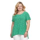 Plus Size Croft & Barrow&reg; Shark-bite Jacquard Tee, Women's, Size: 3xl, Med Green