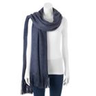 Apt. 9&reg; Solid Brushed Fringe Oblong Scarf, Women's, Blue (navy)
