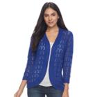 Women's Napa Valley Openwork Cardigan, Size: Large, Brt Blue