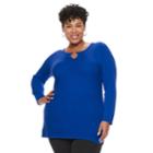 Plus Size Dana Buchman Keyhole Sweater, Women's, Size: 3xl, Med Blue