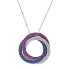 Sterling Silver Lab-created Gemstone Patriotic Circle Pendant Necklace, Women's, Size: 18, Multicolor