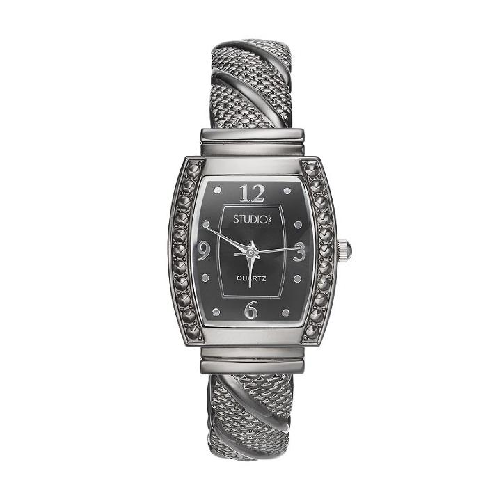 Studio Time Women's Textured Twist Cuff Watch, Size: Small, Dark Grey