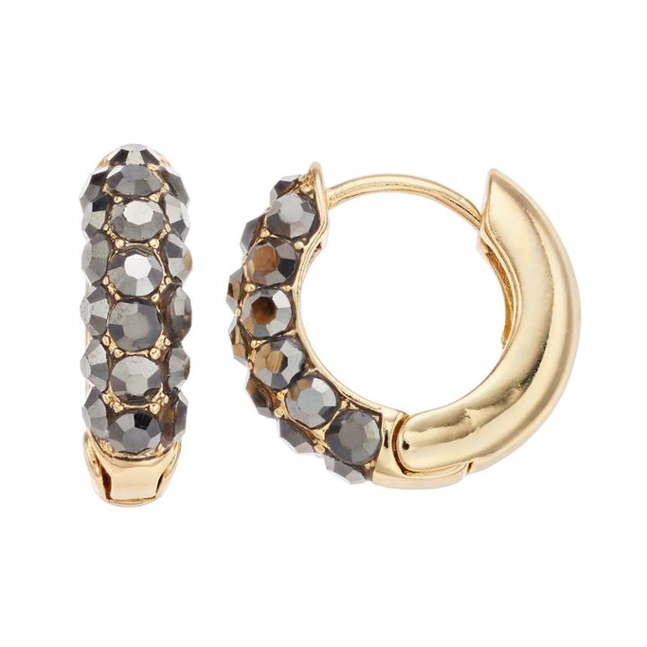 Simply Vera Vera Wang Two Tone Hoop Earrings, Women's, Black