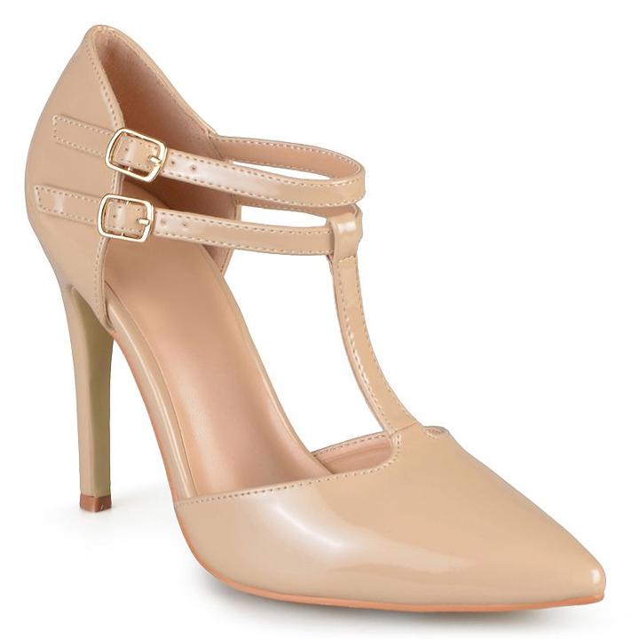 Journee Collection Tru Women's T-strap High Heels, Girl's, Size: Medium (10), Med Beige