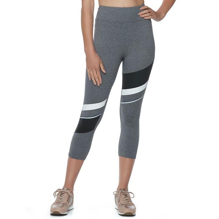 Juniors' So&reg; Striped Yoga Capris, Teens, Size: Medium, Dark Grey