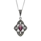 Tori Hill Amethyst And Marcasite Sterling Silver Kite Pendant Necklace, Women's, White