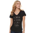 Women's Apt. 9&reg; Graphic V-neck Tee, Size: Small, Black