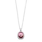 Brilliance Silver Tone Oval Halo Pendant Necklace With Swarovski Crystals, Women's, Pink