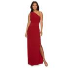 Women's Chaps Pleated Asymmetrical Evening Gown, Size: 16, Red