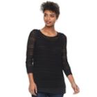 Women's Apt. 9&reg; Layered Pointelle Sweater, Size: Xl, Black