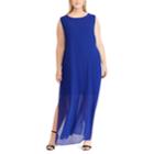 Plus Size Chaps Georgette Overlay Full-length Dress, Women's, Size: 24 W, Blue
