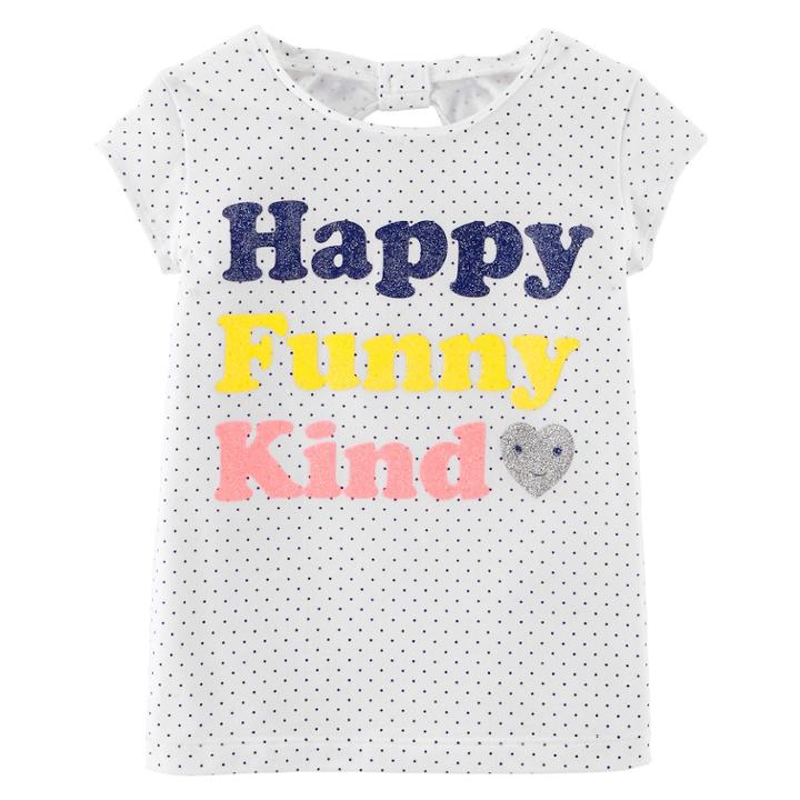 Girls 4-8 Carter's Glitter Graphic Bow Back Tee, Size: 8, White Print