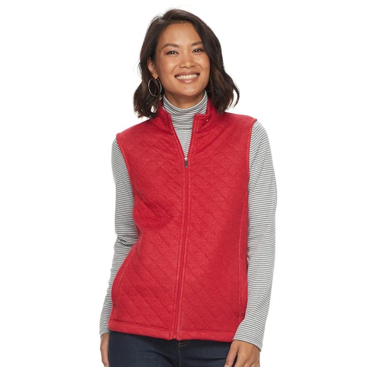 Women's Croft & Barrow Metallic Vest, Size: Large, Med Red