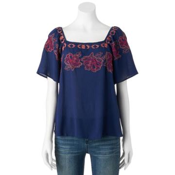 Cloudchaser, Juniors' Embroidered Squareneck Top, Girl's, Size: Xl, Blue Other