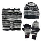Muk Luks Fairisle Scarf, Beanie & Mittens - Men, Black