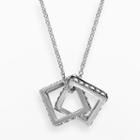 Lavish By Tjm Sterling Silver Interlocking Square Pendant - Made With Swarovski Marcasite, Women's, Size: 18, Black