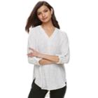 Women's Apt. 9&reg; Roll-tab Chiffon Tunic Top, Size: Large, Light Grey