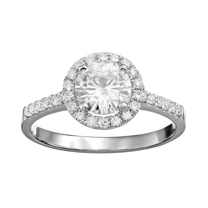 Forever Brilliant 1 1/3 Carat T.w. Lab-created Moissanite 14k White Gold Halo Ring, Women's, Size: 9