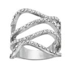 Simulated Crystal Wavy Multi Row Ring, Women's, Size: 8, Silver