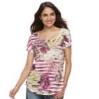 Women's World Unity Printed Scoopneck Tee, Size: Xl, Purple