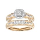 Always Yours 14k Gold Plated 1/5 Carat T.w. Diamond Halo Engagement Ring Set, Women's, Size: 7, White