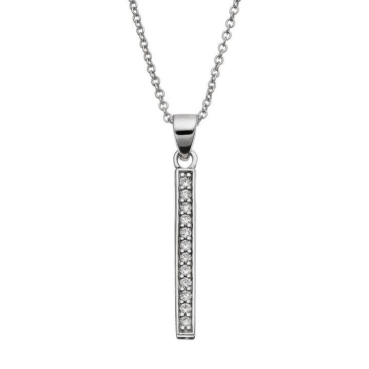 Sophie Miller Cubic Zirconia Sterling Silver Stick Pendant Necklace, Women's, Size: 18, White