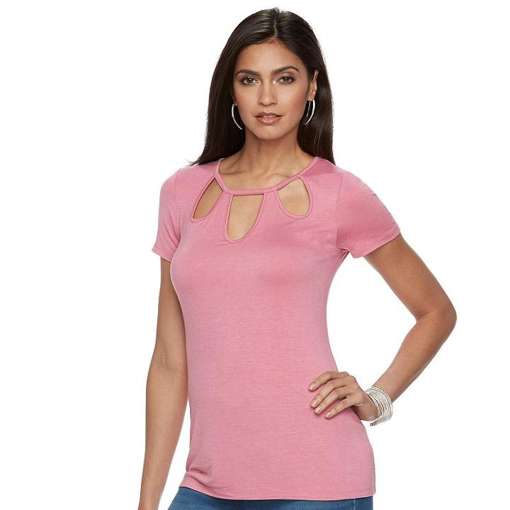 Women's Jennifer Lopez Cutout Tee, Size: Medium, Med Pink