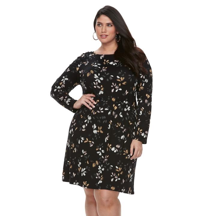 Plus Size Apt. 9&reg; Ruched Waist Dress, Women's, Size: 1xl, Black