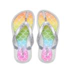 Girls 4-16 Rainbow Mermaid Glitter Thong Flip Flop Sandals, Size: 12/13, Multicolor