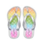 Girls 4-16 Rainbow Mermaid Glitter Thong Flip Flop Sandals, Size: 12/13, Multicolor