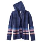 Girls Plus Size Mudd&reg; Striped Open-work Hooded Cardigan, Girl's, Size: 18 1/2, Light Grey