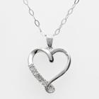 Sterling Silver Diamond Accent Heart Pendant, Women's, White