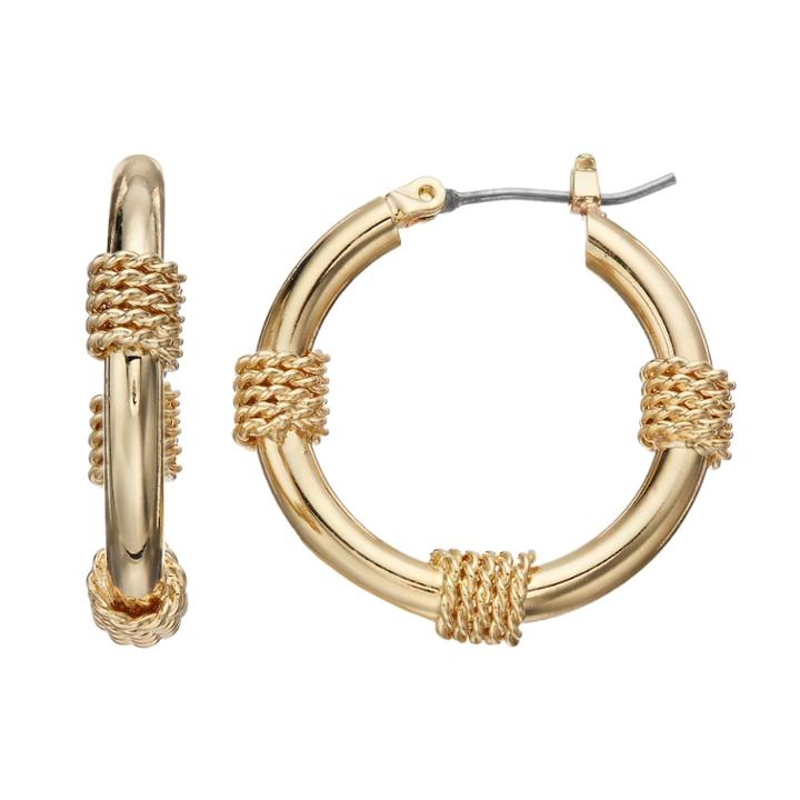 Napier Gold Tone Wrapped Hoop Earrings, Women's